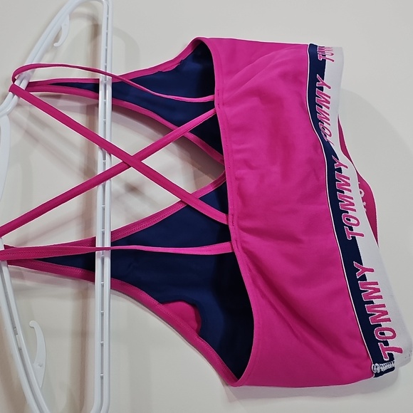 Tommy Hilfiger Large Pink Sports Bra with Logo Band - Picture 3 of 5